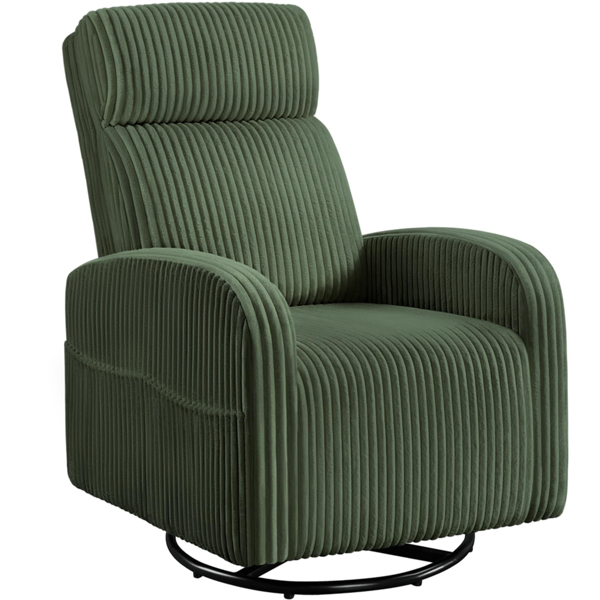 Renwick Corduroy Swivel Glider Chair for Living Room, All Ages, Dark Green