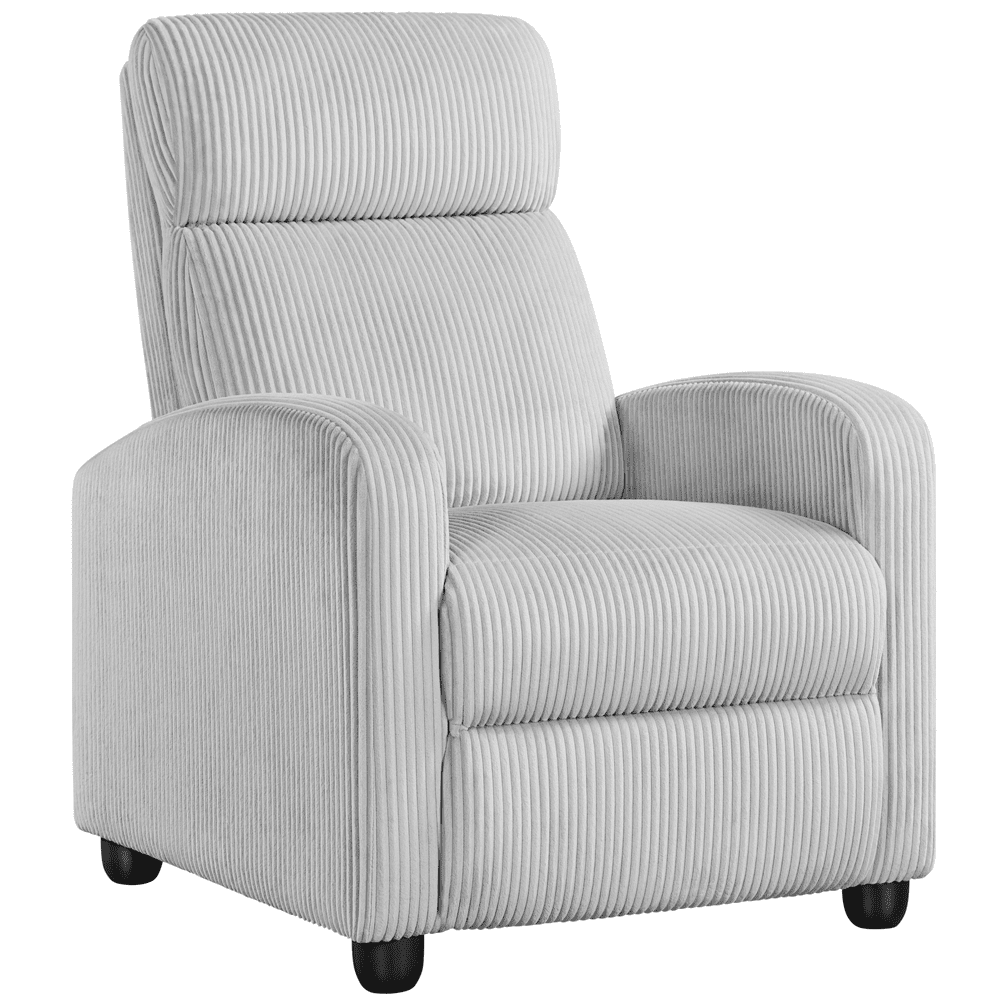 Renwick Corduroy Upholstered Adjustable Recliner Chair with Pocket Springs, Light Gray