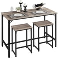 thumbnail image 1 of Easyfashion Dining/Bar/Kitchen Table Set with 2 Backless Stools, 35.4 in Height, Gray, 1 of 9