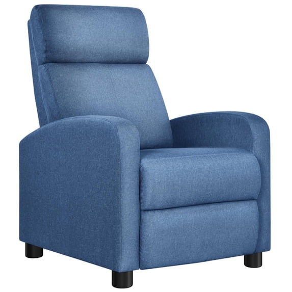 Renwick Fabric Push Back Theater Recliner Chair with Footrest, Light Blue