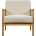 thumbnail image 1 of Renwick Fabric Upholstered Accent Chair with Rattan Sides for Living Rooms,Beige, 1 of 10