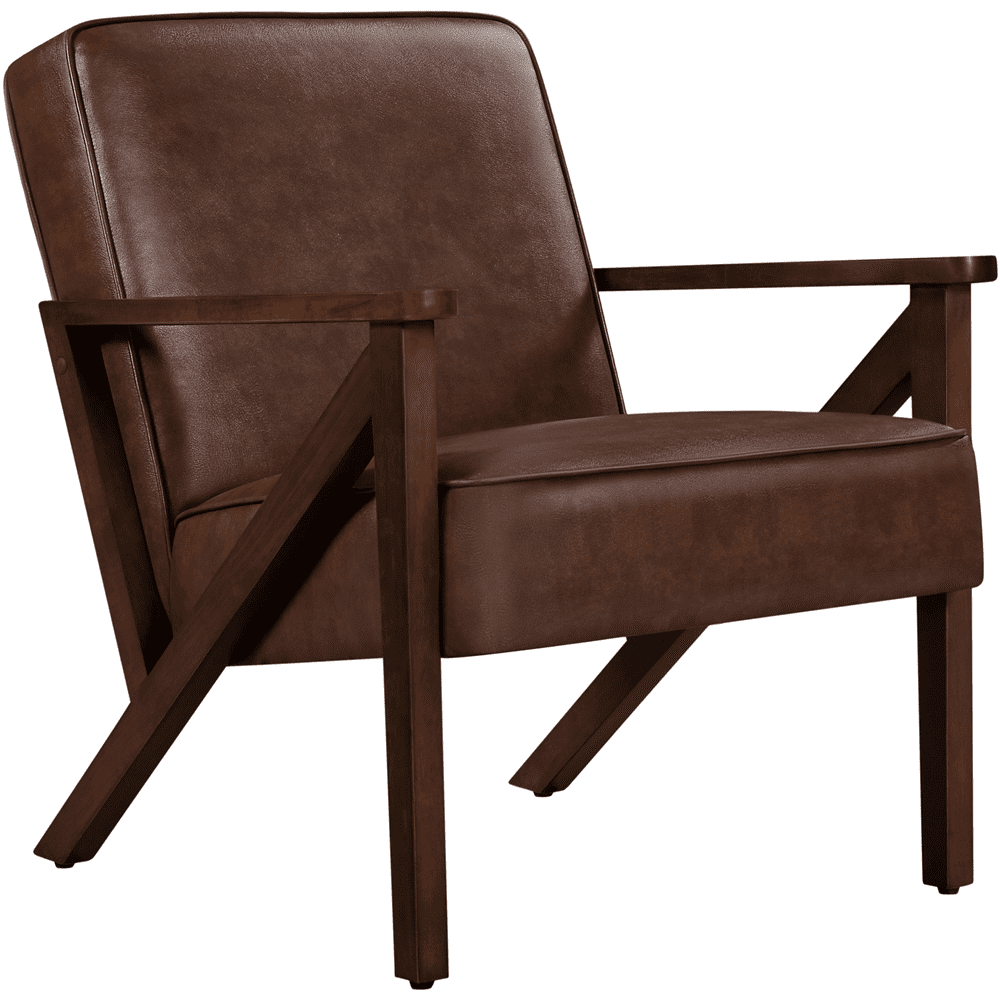 Renwick Faux Leather Armchair for Living Room, Dark Brown
