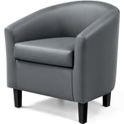 Renwick Faux Leather Barrel Accent Chair, Dark Gray