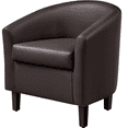 thumbnail image 1 of Renwick Faux Leather Barrel Accent Chair for Livingroom, Espresso, 1 of 11