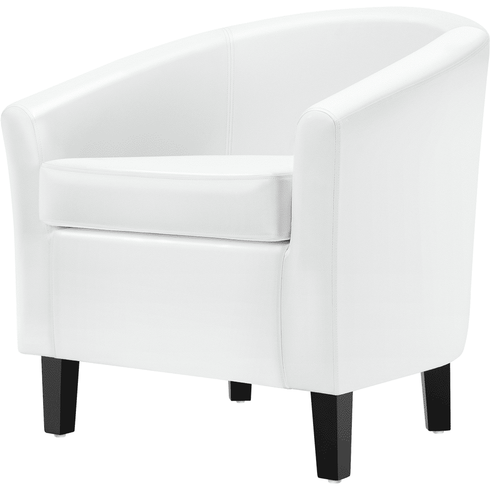 Renwick Faux Leather Barrel Accent Chair for Livingroom, White