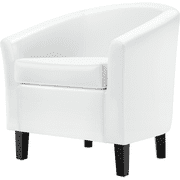 Renwick Faux Leather Barrel Accent Chair for Livingroom, White