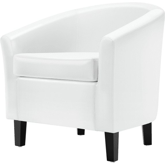 Renwick Faux Leather Barrel Accent Chair for Livingroom, White