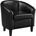 thumbnail image 1 of Renwick Faux Leather Barrel Chair With Curved Armrest, Black, 1 of 7