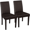 thumbnail image 1 of Renwick Faux Leather Dining Chairs with Rubberwood Legs, Set of 2, Dark Brown, 1 of 8