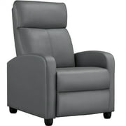 Renwick Faux Leather Push Back Theater Recliner, Gray