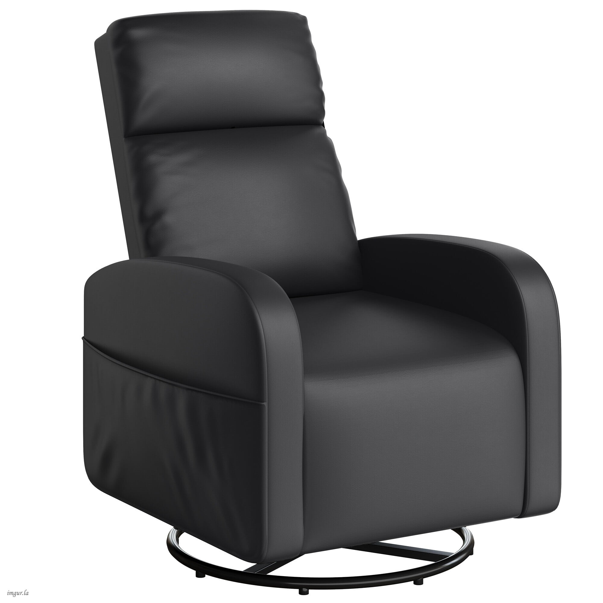 Renwick Faux Leather Swivel Glider Chair Rocking Chair for Living Room, Black