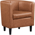 thumbnail image 1 of Renwick Faux Leather Upholstered Club Chair for Livingroom, Brown, 1 of 9