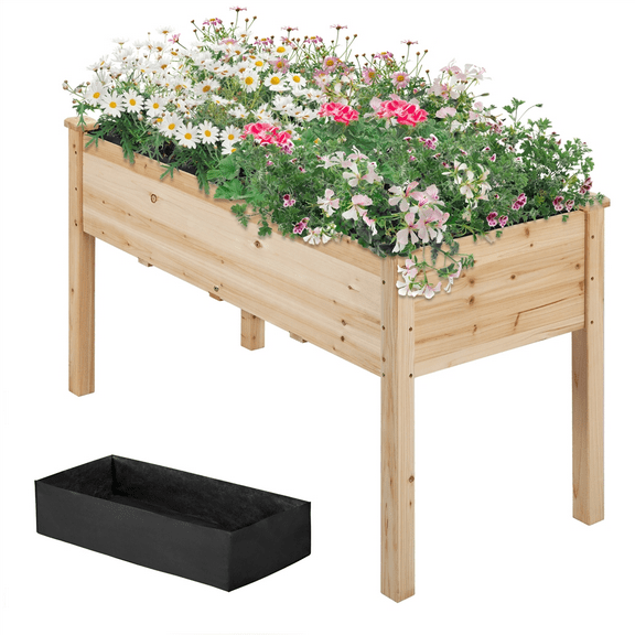 Renwick Fir Wood Rectangle Raised Garden Bed, Wood