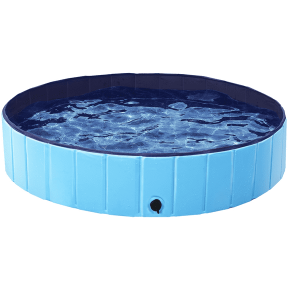 Renwick Foldable Pet Swimming Pool Wash Tub for Cats and Dogs, Blue, X-Large, 55.1"