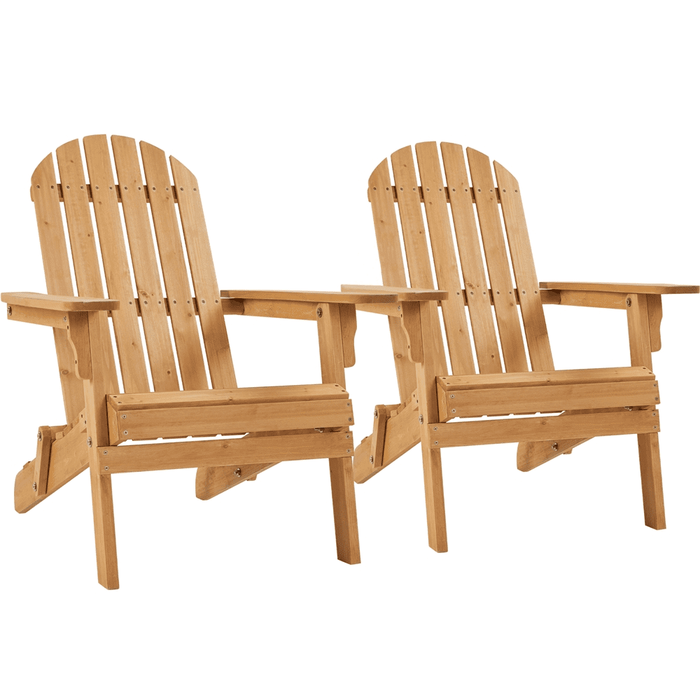 Renwick Folding Adirondack Chair for Patio Garden, Set of 2, Brown