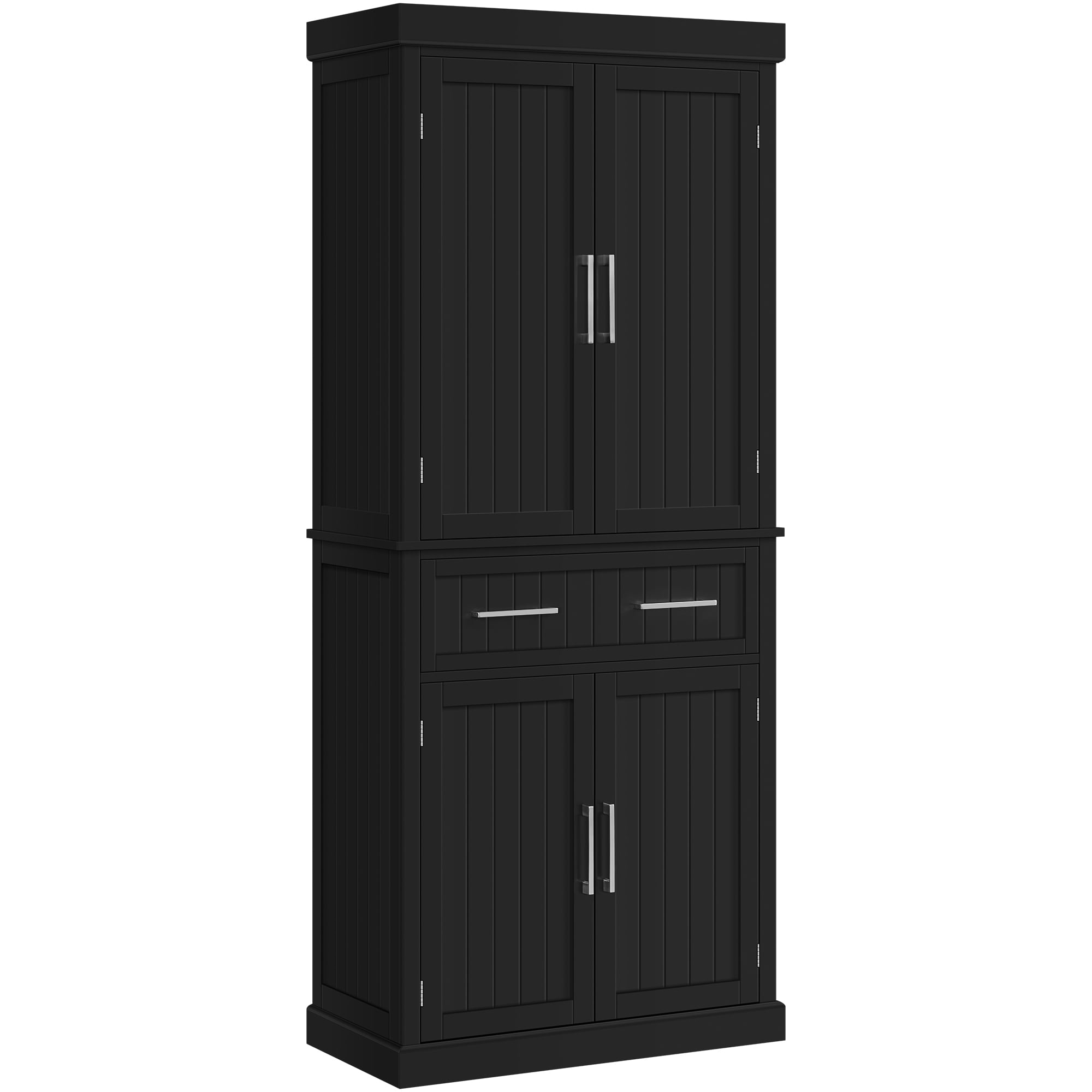 Renwick Freestanding 72.5'' Pantry Cabinet with Doors and 2 Adjustable Shelves, Black