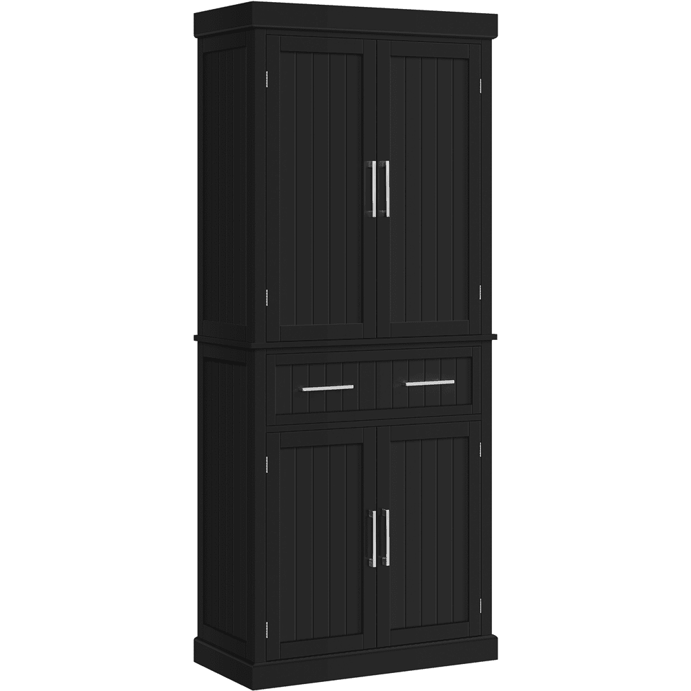 Renwick Freestanding 72.5'' Pantry Cabinet with Doors and Adjustable Shelves, Black