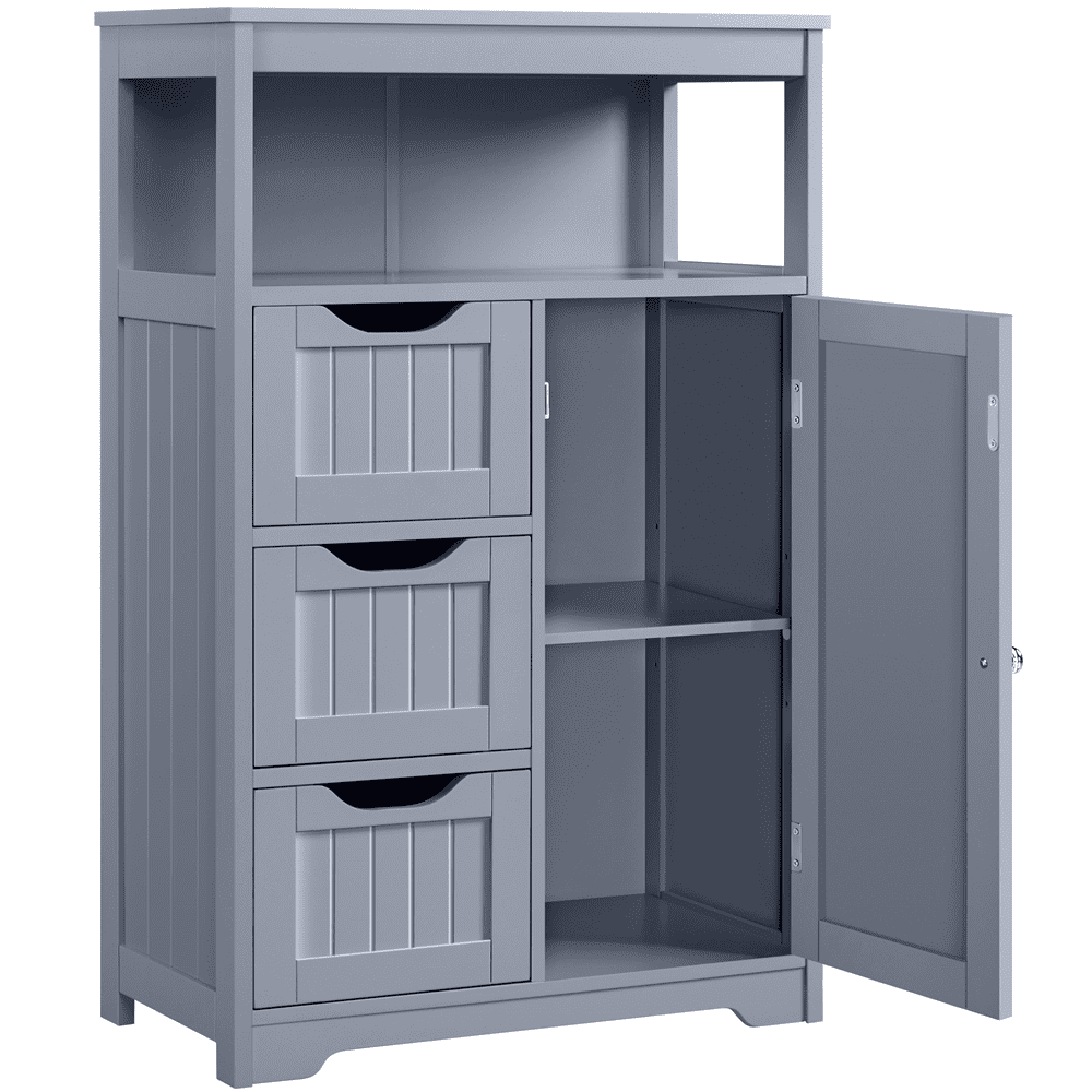 Renwick Freestanding Wooden Bathroom Floor Cabinet, Gray