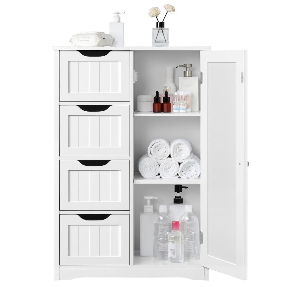 Renwick Freestanding Wooden Bathroom Floor Cabinet Storage Organizer ,White