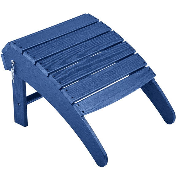 Renwick HDPE Adirondack Ottoman Footrest for Porch, Backyard, Navy Blue