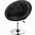 thumbnail image 1 of Renwick Height Adjustable Modern Upholstered Round Tufted Back Chair, Black, 1 of 9