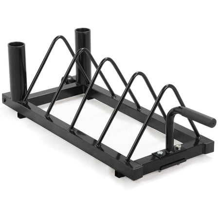 Renwick Horizontal Barbell Bumper Plate Storage Rack with Handle and Wheels
