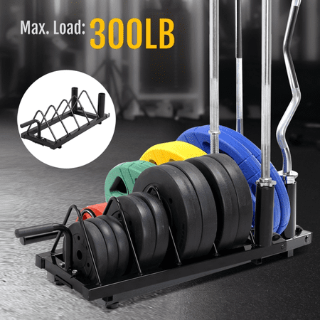 Renwick Horizontal Barbell Weight Plate Rack Gym Home, Black