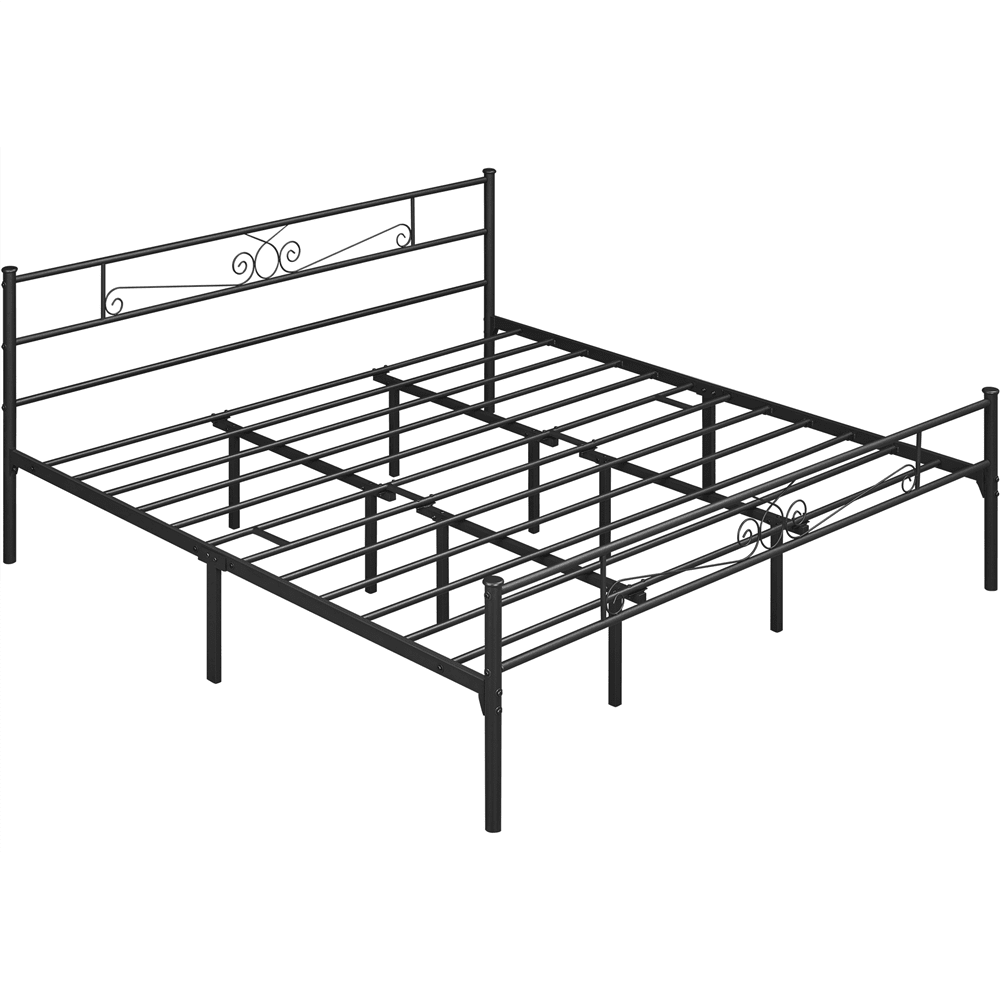 Renwick Jocelyn 모던 스크롤 메탈 플랫폼 캘리포니아 킹 베드, 블랙