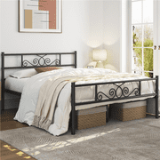 Renwick Jocelyn Modern Scroll Metal Platform Full Bed, Black
