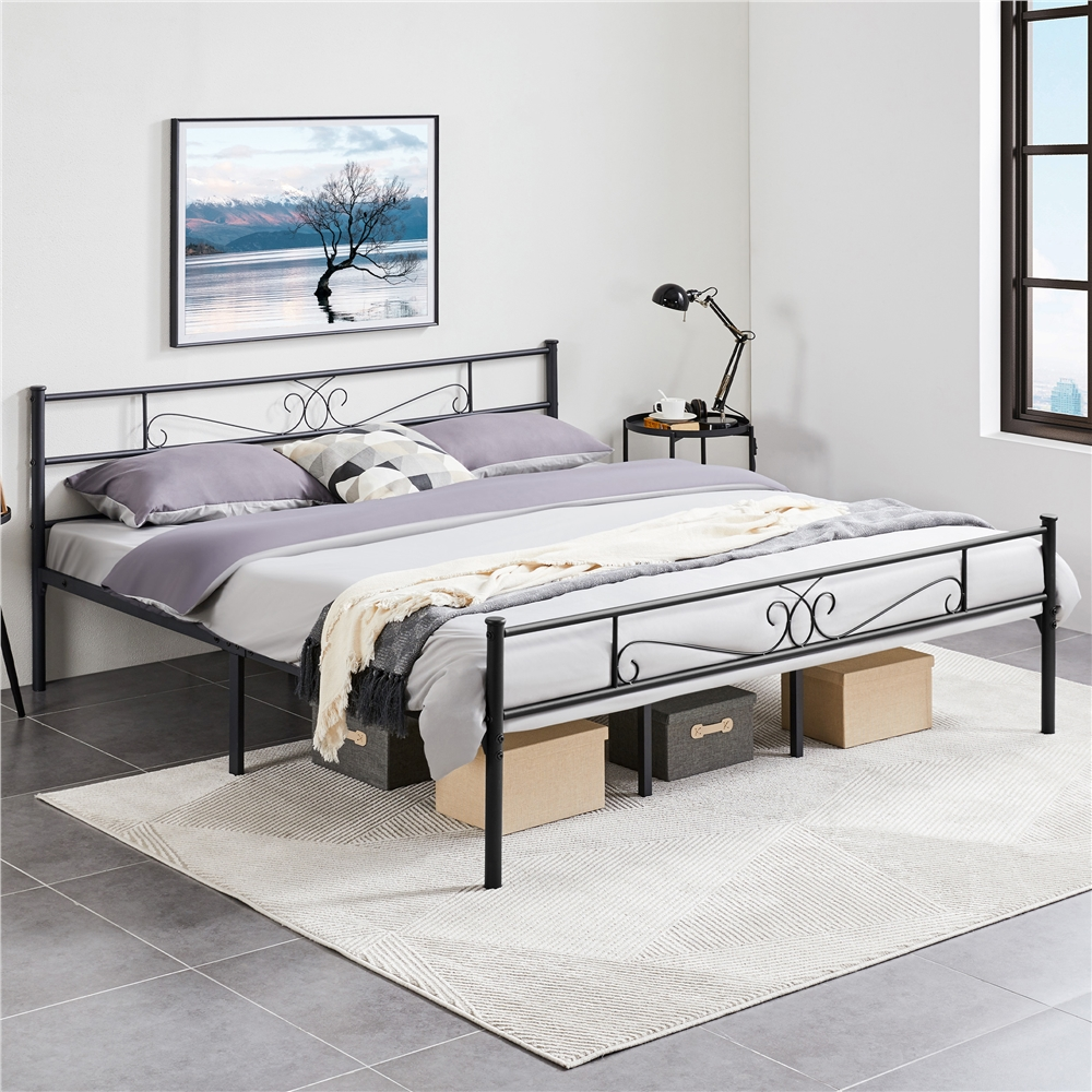 Renwick Jocelyn Modern Scroll Metal Platform King Bed, Black - Walmart.com