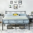 thumbnail image 1 of Renwick Jocelyn Modern Scroll Metal Platform Queen Bed, All Ages, Black, 1 of 9