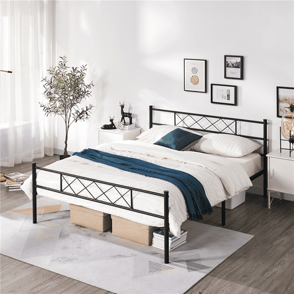 Renwick Journee x-Design Metal Platform Queen Bed,Adult, Black