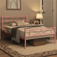 thumbnail image 1 of Renwick Julian Curved Design Metal Platform Twin Bed, Pink, 1 of 9