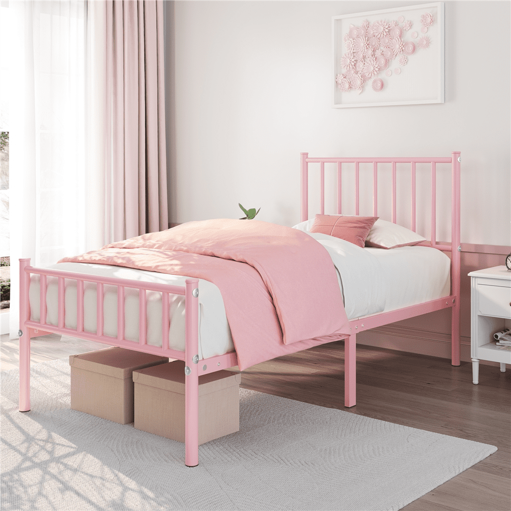 Renwick Justin Metal Platform Bed with Spindle Headboard and