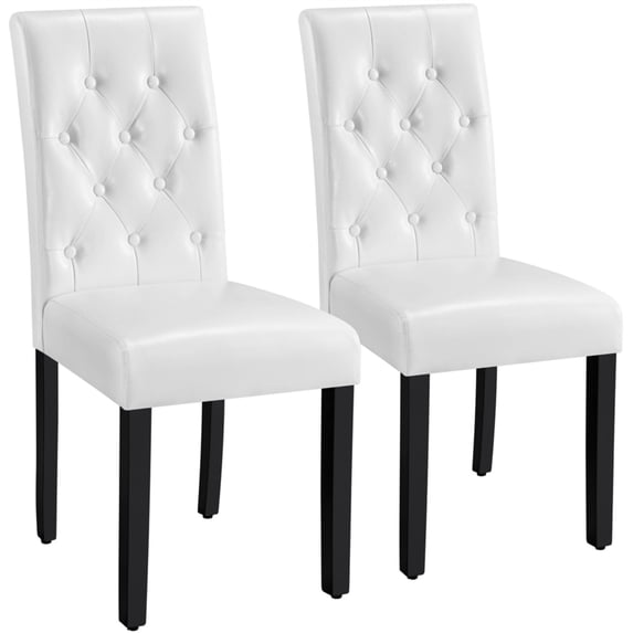Renwick Leather Tufted Padded Dining Chair, Set of 2, White
