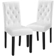 thumbnail image 1 of Renwick Leather Tufted Padded Dining Chair, Set of 2, White, 1 of 10
