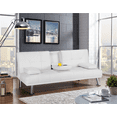 thumbnail image 1 of Renwick LuxuryGoods Modern Faux Leather Futon with Cupholders and Pillows, White, 1 of 10