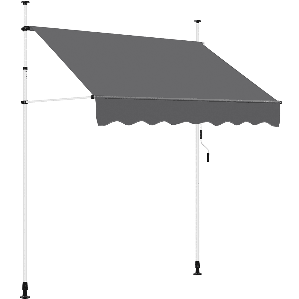 Renwick Manual 78.7″ L Retractable Awning with Adjustable Angle & Height, Dark Gray