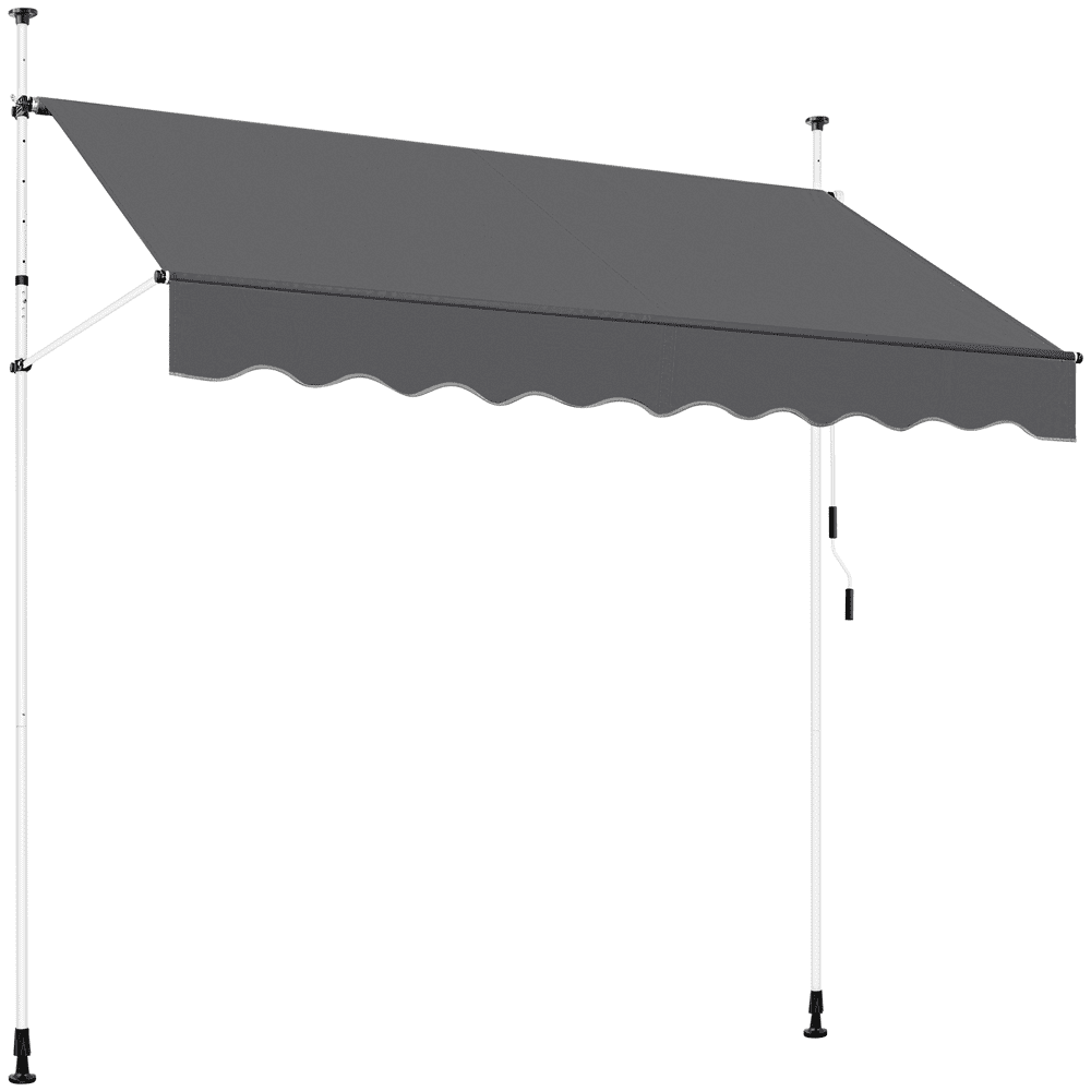 Renwick Manual 96.5″ L Retractable Awning with Adjustable Angle & Height For Patio, Dark Gray