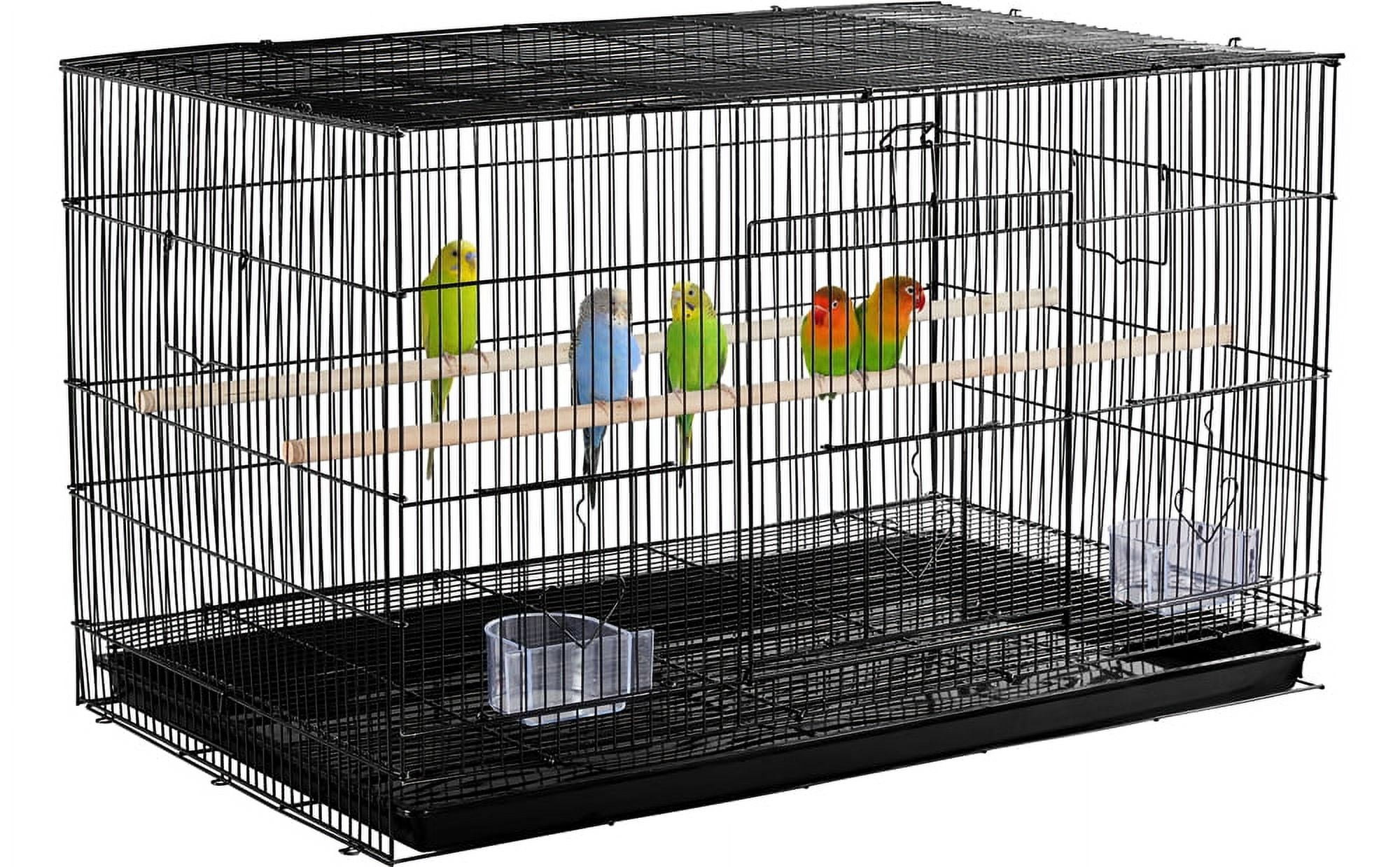 Renwick 30.5'' Metal Cage with Wood Perches for Small birds, Black