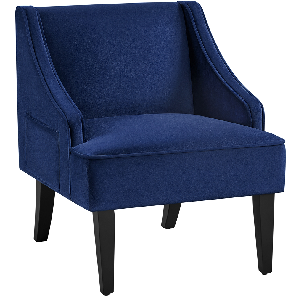 Lexicon Quill Velvet Upholstered Accent Chair in Blue