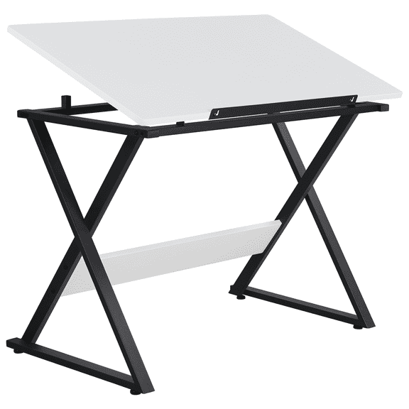 Renwick Minimalist Drafting Table with Adjustable Tabletop, White