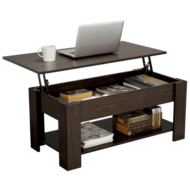 Renwick Modern 38.6" Rectangle Wooden Lift Top Coffee Table with Lower Shelf, Multiple Colors and Sizes