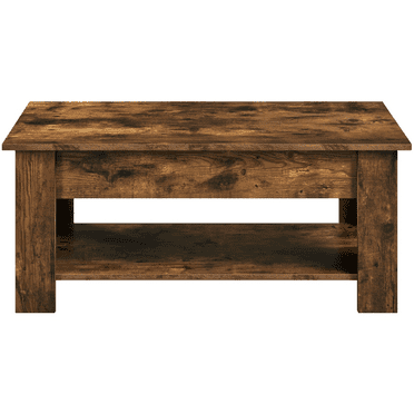 Renwick Modern 38.6" Wood Lift Top Coffee Table with Shelf for Livingroom, Rustic Brown