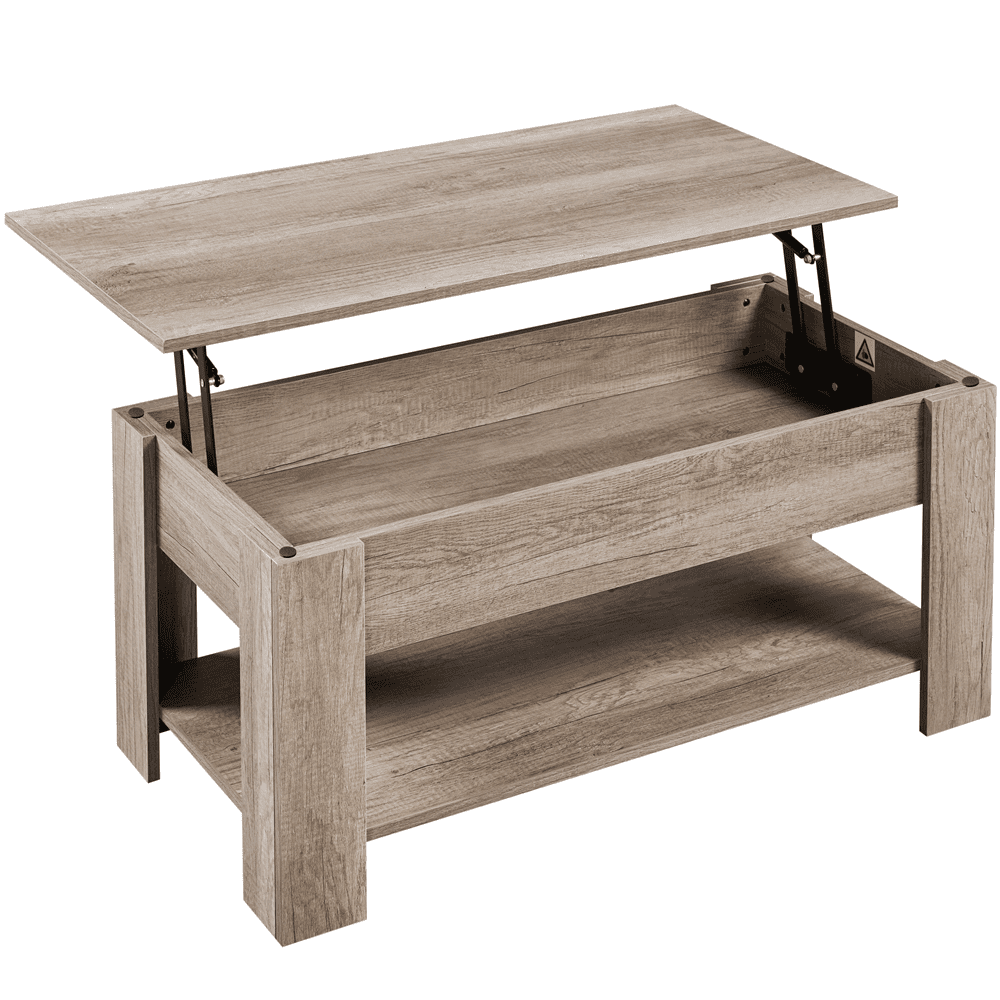 Renwick Modern 39" Wooden Lift-Top Coffee Table with Lower Shelf for Living Room, Gray