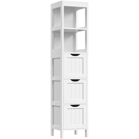 Renwick Modern Bathroom Storage Cabinet, 12" L x 12" W x 56" H, White