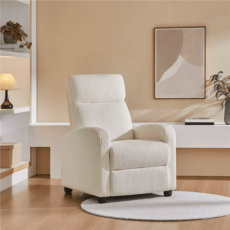Renwick Modern Corduroy Recliner Chair with Pocket Springs, Beige