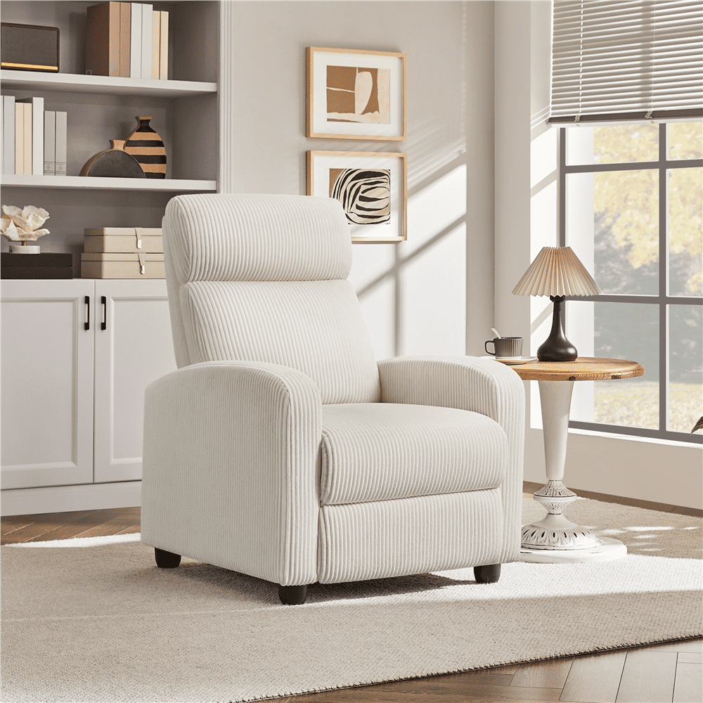 Pocket Chair Spring Renwick Modern Corduroy Recliner Chair with Pocket Springs, Beige ...