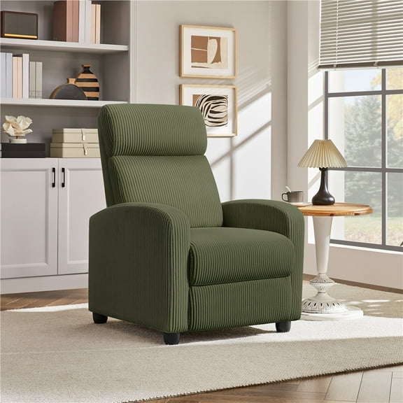 Renwick Modern Corduroy Recliner Chair with Pocket Springs for Living Room, Dark Green