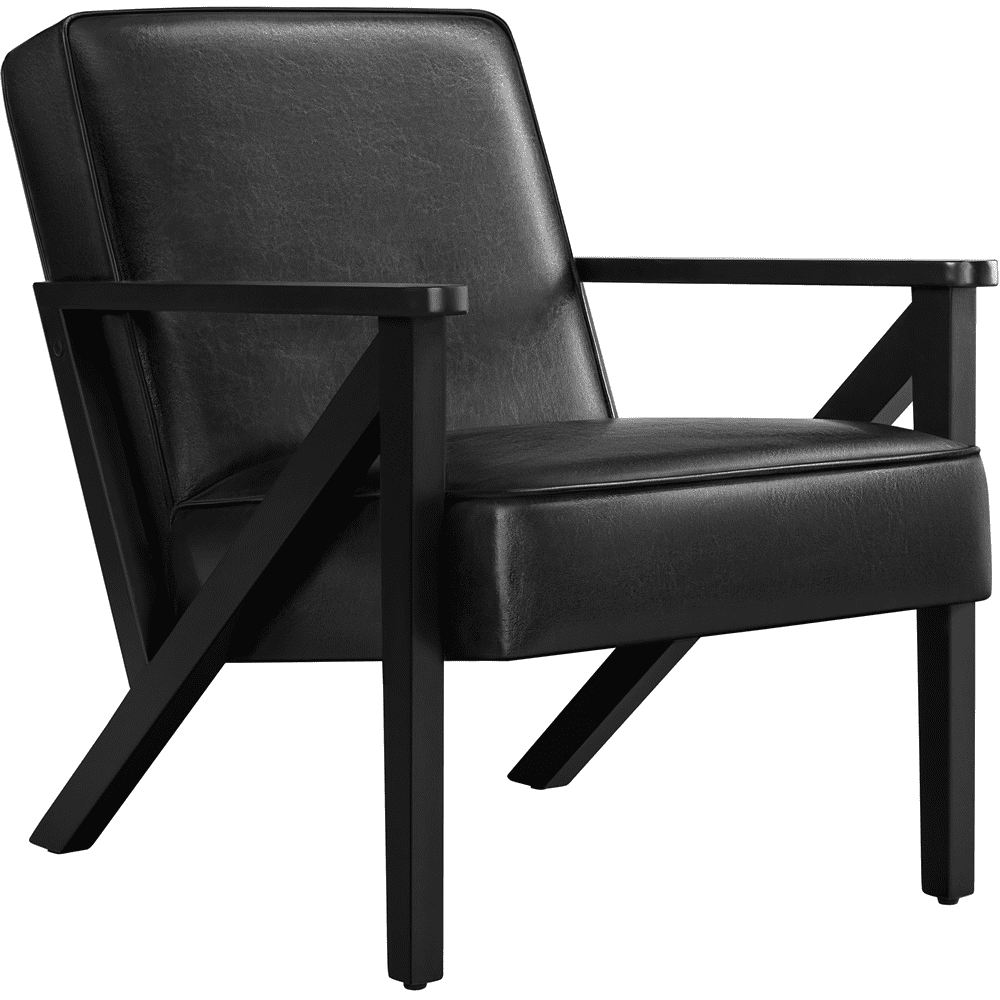 Renwick Modern Faux Leather Accent Chair for Living Room, Black
